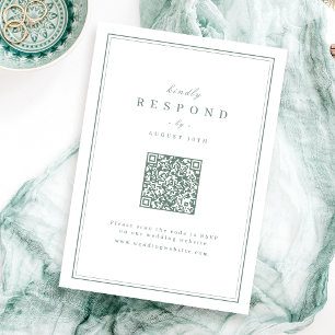 Cartons Réponse Mariage code QR classe or élégant sauge