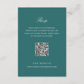 Cartons Réponse Mariage Code QR Classique Teal Ancien Argent (Devant)