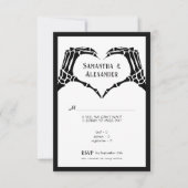 Cartons Réponse Mariage Code QR de Mains de Squelette Gothique Jus (Devant)