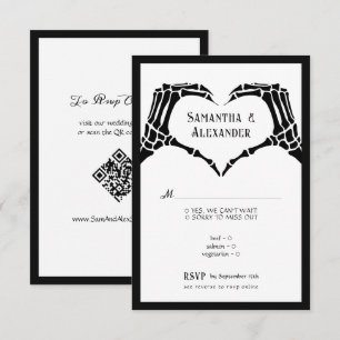 Cartons Réponse Mariage Code QR de Mains de Squelette Gothique Jus