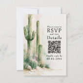 Cartons Réponse Mariage Code QR Désert Sud-Ouest Cactus Aquarelle (Devant)