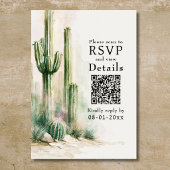 Cartons Réponse Mariage Code QR Désert Sud-Ouest Cactus Aquarelle