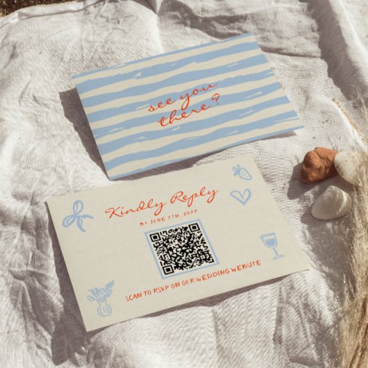 Cartons Réponse Mariage Code QR Dessiné à la Main Fantaisiste