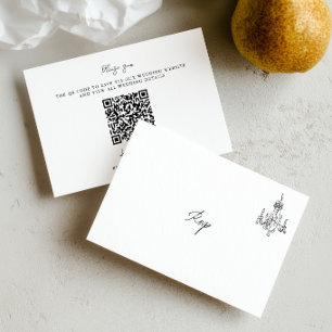 Cartons Réponse Mariage Code QR Dessiné à la Main Minimaliste
