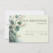 Cartons Réponse Mariage Code QR Eucalyptus Vert Sauge (Devant)