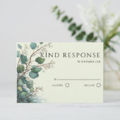 Cartons Réponse Mariage Code QR Eucalyptus Vert Sauge (Debout devant)