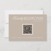 Cartons Réponse Mariage Code QR Fancy Taupe Douce Élégante Ancien  (Devant)