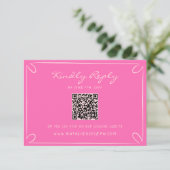 Cartons Réponse Mariage Code QR Fantaisiste à Rayures Manuscrites (Debout devant)