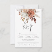 Cartons Réponse Mariage Code QR Fleurs d'Automne en Terracotta Rus (Devant)