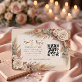 Cartons Réponse Mariage Code QR Floral Bohème Rustique