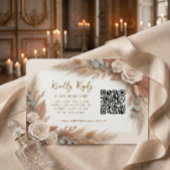 Cartons Réponse Mariage Code QR Floral Bohème Rustique