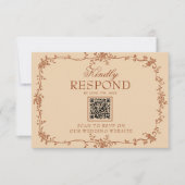 Cartons Réponse Mariage Code QR Floral Orange Brûlé Terracotta (Devant)