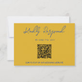 Cartons Réponse Mariage Code QR Italien Jaune Bleu Écrit à la Main (Devant)