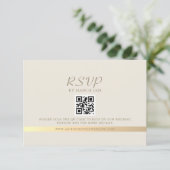 Cartons Réponse Mariage Code QR Ivoire et Or (Debout devant)