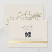 Cartons Réponse Mariage Code QR Ivoire et Or (Devant / Derrière)