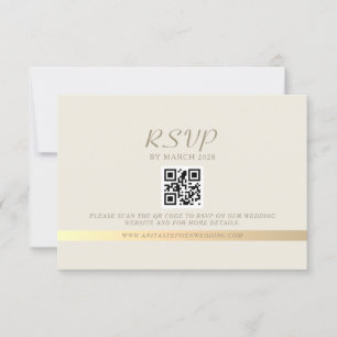 Cartons Réponse Mariage Code QR Ivoire et Or