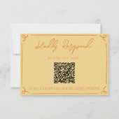 Cartons Réponse Mariage Code QR Manuscrit Orange Jaune Rétro (Devant)