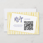 Cartons Réponse Mariage Code QR Moderne Jaune à Rayures Écrites à  (Devant)