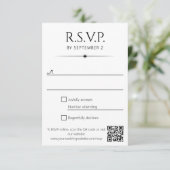 Cartons Réponse Mariage Code QR Noir Blanc Flare Élégant (Debout devant)