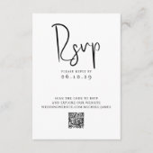 Cartons Réponse Mariage Code QR Photo Typographie Script Minimal (Devant)