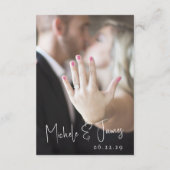 Cartons Réponse Mariage Code QR Photo Typographie Script Minimal (Dos)