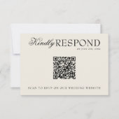 Cartons Réponse Mariage Code QR Rétro Argent Noir Élégant  (Devant)
