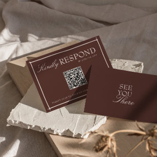 Cartons Réponse Mariage Code QR Rétro Vieux Argent Brun au Chocola