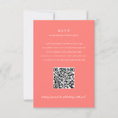 Cartons Réponse Mariage Code QR Simple Corail Vibrant Moderne Gras (Devant)