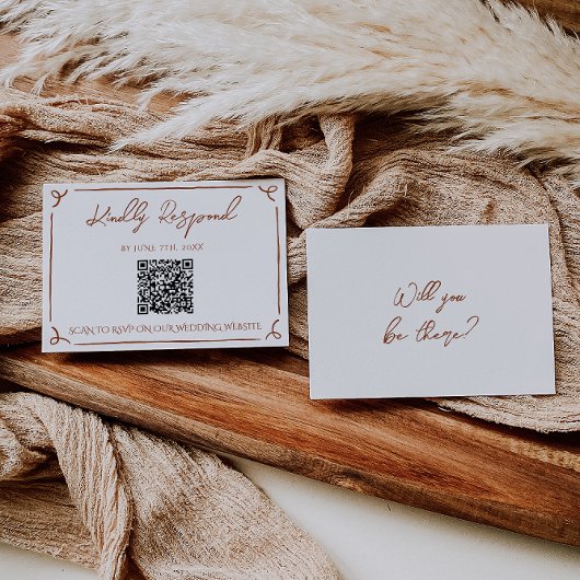 Cartons Réponse Mariage Code QR Terracotta Orange Brûlé Floral