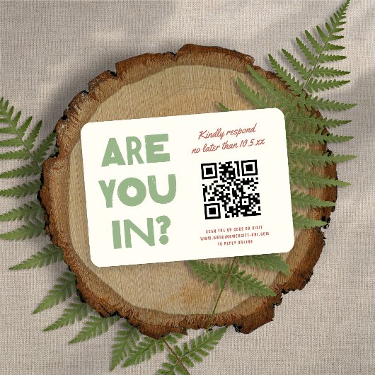 Cartons Réponse Mariage Code QR Ton Terre Funky Moderne Gras