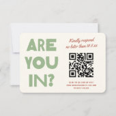 Cartons Réponse Mariage Code QR Ton Terre Funky Moderne Gras (Devant)