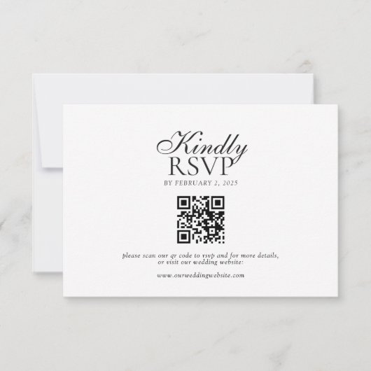Cartons Réponse Mariage Code Qr Typographie De Script Moderne (Devant)