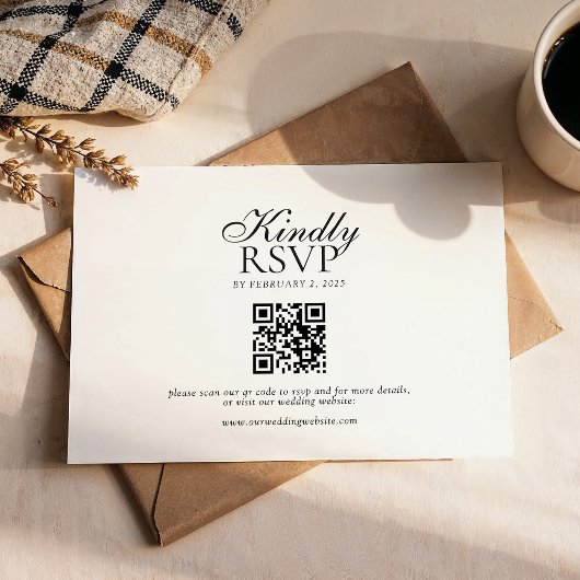 Cartons Réponse Mariage Code Qr Typographie De Script Moderne