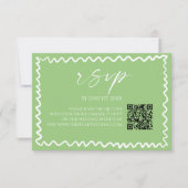 Cartons Réponse Mariage Code QR Vert Citron Fantaisiste (Devant)