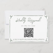 Cartons Réponse Mariage code QR vert mousse foncé Bohème fantaisis (Devant)