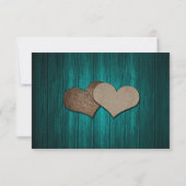 Cartons Réponse Mariage coeurs toile de jute pot mason sarcelle (Dos)
