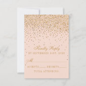 Cartons Réponse Mariage Confetti en or rose et glam (Devant)