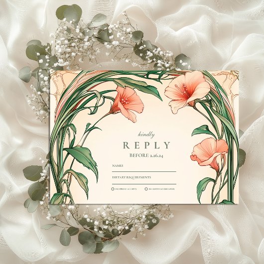 Cartons Réponse Mariage Coral Bloom