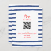 Cartons Réponse Mariage Côte Est Phare Rayé Rouge Bleu (Devant / Derrière)