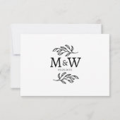 Cartons Réponse Mariage Couple Simple Monogramme Initiales Minimal (Dos)