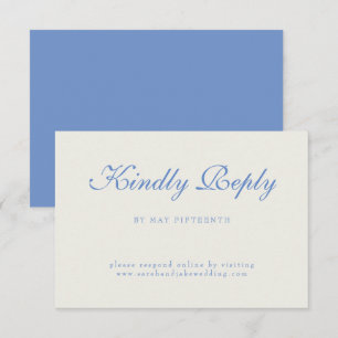 Cartons Réponse Mariage Crème Texte Bleu