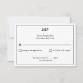 Cartons Réponse Mariage Customisé noir et blanc simple (Devant)