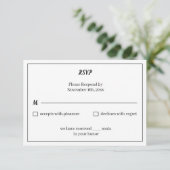 Cartons Réponse Mariage Customisé noir et blanc simple (Debout devant)