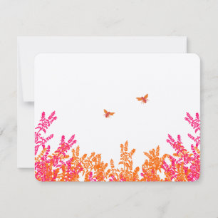 Cartons Réponse Mariage d'abeilles corail et Fleur sauvage rose RS