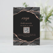 Cartons Réponse Mariage d'Agate Black Rose Gold (Debout devant)