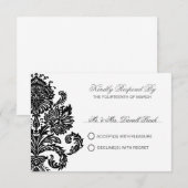 Cartons Réponse Mariage damassé élégante Lavande foncée Customisée (Devant / Derrière)