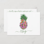 Cartons Réponse Mariage d'ananas floral tropical Choix (Devant / Derrière)