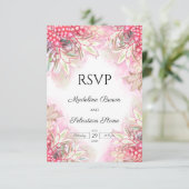Cartons Réponse Mariage d'ananas rose exotique (Debout devant)