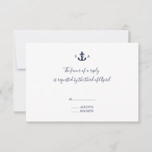 Cartons Réponse Mariage d'Ancre bleu marine Monogram