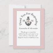 Cartons Réponse Mariage d'Ancre floral rose marine (Dos)